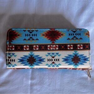 Southwestern Blue and Brown Geometric Wallet